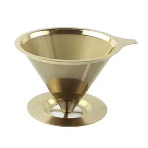 Stainless Steel Pour Over Gold Basket Reusable Ear Metal Coffee Mesh Filter Keurig With Spoon Dripper K Cup Cone Packs