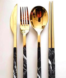 2023ราคาถูกสแตนเลส Flatware ชุดที่มีการจัดการพลาสติกสแตนเลสชุดช้อนส้อมที่มีด้ามจับพลาสติก - Product Image 1