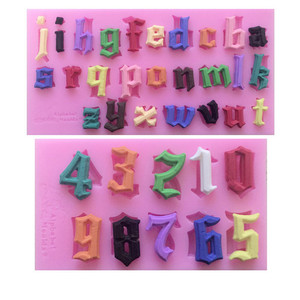 Juego de Moldes de Silicona para Manualidades con Letras del Alfabeto Inglés Mayúsculas y Minúsculas en Fuente Gótica y Números Arábigos - Product Image 5