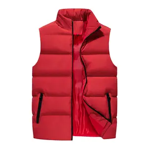 Men's Outdoor Winter Warm Thicken Vest Jackets Luxury Brand Male Cotton-Padded Sleeveless Stand-Up Colar Solid Color Waistcoat