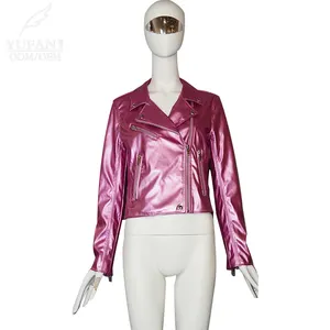 YuFan personnalisé femmes printemps et automne nouvelle veste en cuir brillant dame mince veste fête Style moto