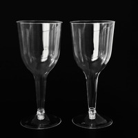 6oz fête de mariage PS logo imprimable détachable plastique dur 180ml haut verre clair verre à vin rouge