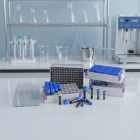 AMNGENT Cryovials 2D SBS compatibles avec l'automatisation, en PP de qualité médicale, 0,5 ml-2 ml, pour utilisation en biobanque, avec support de 96 positions pour un rendement élevé