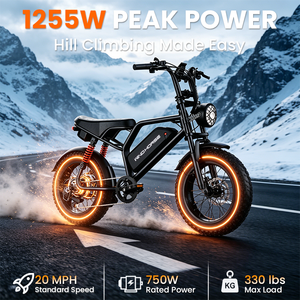 Bicicleta Eléctrica Vintage Fatbike de 750W 48V 15.6ah con Motor Trasero sin Escobillas, Cuadro de Acero, Batería de Litio de Largo Alcance y Alta Velocidad (Stock en EE. UU.) - Product Image 4