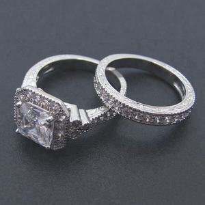 Anillos de Boda de Plata de Ley 925 con Circonita Blanca para Mujer, Conjunto de Anillos de Plata 925 - Product Image 4