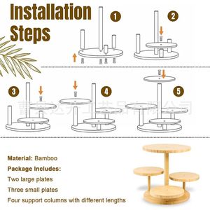 Support à gâteau rond à plusieurs niveaux en bois, plateau de présentation pour fête d'anniversaire, support de rangement pour desserts avec 4 niveaux - Product Image 3