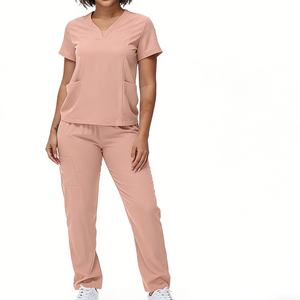 Tenue Médicale Personnalisée Extensible 4 Directions – Ensemble 2 Pièces Col V Femme & Homme avec Poches – Blouse et Pantalon Unisexe pour Hôpital – Style Infirmier Tendance - Product Image 3