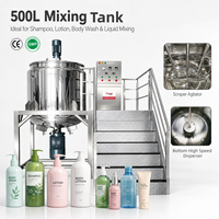 Cuve de mélange de 500 L pour la fabrication de shampoing avec agitateur à grattoir et homogénéisateur de fond pour savon liquide, lotion, détergent