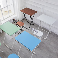 Table pliante en bois pour dortoir, étude, maison et salle à manger - Table carrée longue pour ordinateur avec ensemble de chaises
