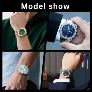 Orologio da uomo <span class=keywords><strong>SAPPHERO</strong></span> con cinturino in acciaio inossidabile, design resistente all'acqua, calendario automatico, regali festivi, orologio regalo raffinato - Product Image 5