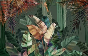 <span class=keywords><strong>Carta</strong></span> da <span class=keywords><strong>Parati</strong></span> Murale 3D con Paesaggio Tropicale e Foglie Misteriose, Decorazione per Soggiorno - Product Image 2