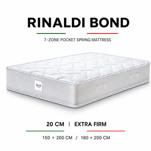 Matelas en mousse à poches indépendantes Rinaldi BOND 20 cm extra ferme et respirant, 7 zones, design moderne, 150x200 180x200 cm - Product Image 4