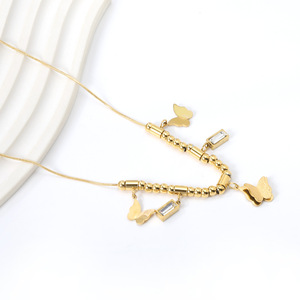 Collar de Mariposa Chapado en Oro, Cadena de Aleación de Zinc, Colgante, Joyería para Fiesta, Accesorio de Moda - Product Image 1