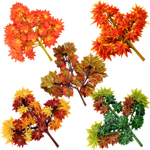 Branches d'érable artificielles à 3 branches, feuilles couleur café, pour décoration de mariage et de maison, en plastique et tissu - Product Image 3
