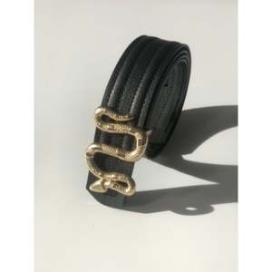 Genuine Leather Belt With <b>Snake</b> Buckle Cow <b>Hide</b> Casual Style Solid Color - Product Image 4