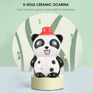 Ocarina en céramique à 6 trous, style animal mignon, instrument de musique avec cordon et <span class=keywords><strong>partition</strong></span> musicale pour les amateurs et les apprenants de la musique - Product Image 4