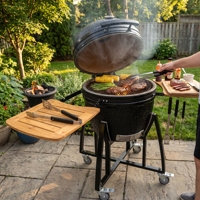 Parrilla Kamado Serie Auplex Big Joe de 23 Pulgadas, Parrilla Kamado de Cerámica Deluxe para Jardín, Mini Ahumador, con Certificación CE, para Fiestas en el Jardín de la UE