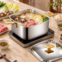 WOXIANG Marmite carrée 16 cm en acier inoxydable triple épaisseur, corps estampé durable, compatible lave-vaisselle