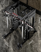 Smith Machine Power Rack Combo Cable Crossover Metal Home Gym Multi Functional Trainer 700kg Capacity Strength Fitness Equipment