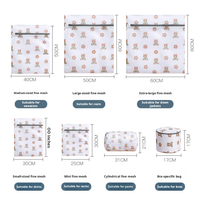 Sac à linge pliable en maille polyester de style dessin animé, réutilisable, anti-emmêlement, pour pulls, soutiens-gorge et sous-vêtements
