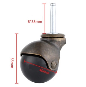 Hersteller 1,5 Zoll PP Lenkrollen 40 mm Antik-Messing-Farbe Kugelrad-Rollen mit Schaft - Product Image 2