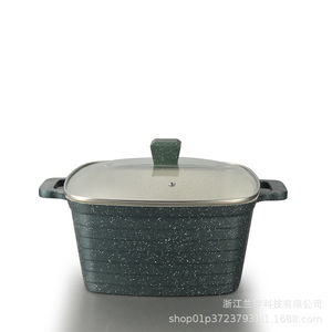 Square Non-Stick <b>Saucepan</b> With Lid Deep Aluminum Pot For Kitchen Cooking Set - Product Image 4