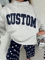 Sweat-shirt à col montant pour femme, personnalisé, de haute qualité, avec logo brodé et appliqué DTG, coupe ample et oversize, en molleton.