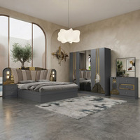 Ensemble de meubles de chambre économique en MDF, lit king size, suite complète moderne pour la maison avec armoire et coiffeuse