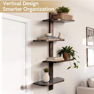 Estantes flotantes para pared, estantes de almacenamiento de madera de pino para habitación, estante colgante, organizador para dormitorio, <span class=keywords><strong>cocina</strong></span>, sala de estar, nogal - Product Image 2