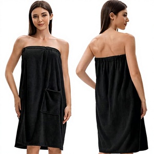 High Quality Women's <b>Towel</b> <b>Wrap</b> Dress Soft Absorbent Hypoallergenic Spa Shower <b>Wrap</b> with Pocket Machine Washable Solid Color - Product Image 5