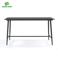 Table de bar extérieure contemporaine avec plateau HPL, structure en aluminium, pieds amovibles, résistante à l'eau, pour café, restaurant, terrasse, appartement, hôtel