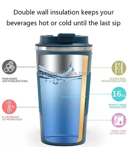 Reusable 510ml Stainless Steel Travel <b>Coffee</b> Mug with Spill-Proof Seal Lid Vacuum Coated and Painted for Drinks and Water - Product Image 4