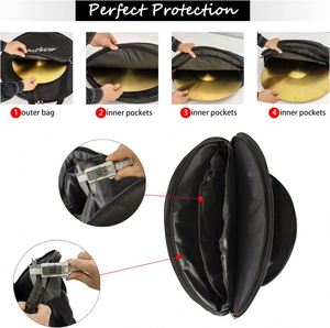 BSCI Factory Custom Durable Water Resistant Waxed polyester Classic 22" <b>Cymbal</b> <b>Bag</b> Backpack Drum Pad <b>Bag</b> with Front Pocket - Product Image 2