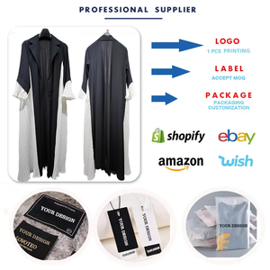 112 Abiti Tradizionali Musulmani del Medio Oriente, Dubai, Turchia, Cardigan Nero-Bianco con Patchwork Plissettato, Abiti Kaftan Musulmani <span class=keywords><strong>Aya</strong></span> - Product Image 4