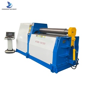 Machine de formage et de pliage de plaques en acier inoxydable à quatre rouleaux CNC W12-16x1500 avec commande PLC, formage automatique des extrémités, entraînement par moteur - Product Image 1
