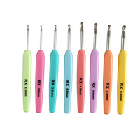 Agujas de Ganchillo Ergonómicas de Aluminio con Mango de Plástico, Coloridas, Tipo Bolígrafo, para Manualidades