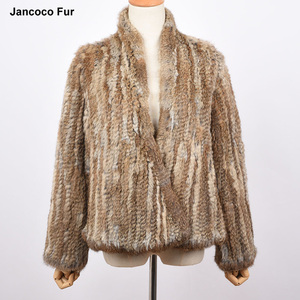 Manteau de <span class=keywords><strong>fourrure</strong></span> de lapin tricoté pour femmes, veste chaude pour hiver de bonne qualité, vraie <span class=keywords><strong>fourrure</strong></span> de lapin, collection - Product Image 6