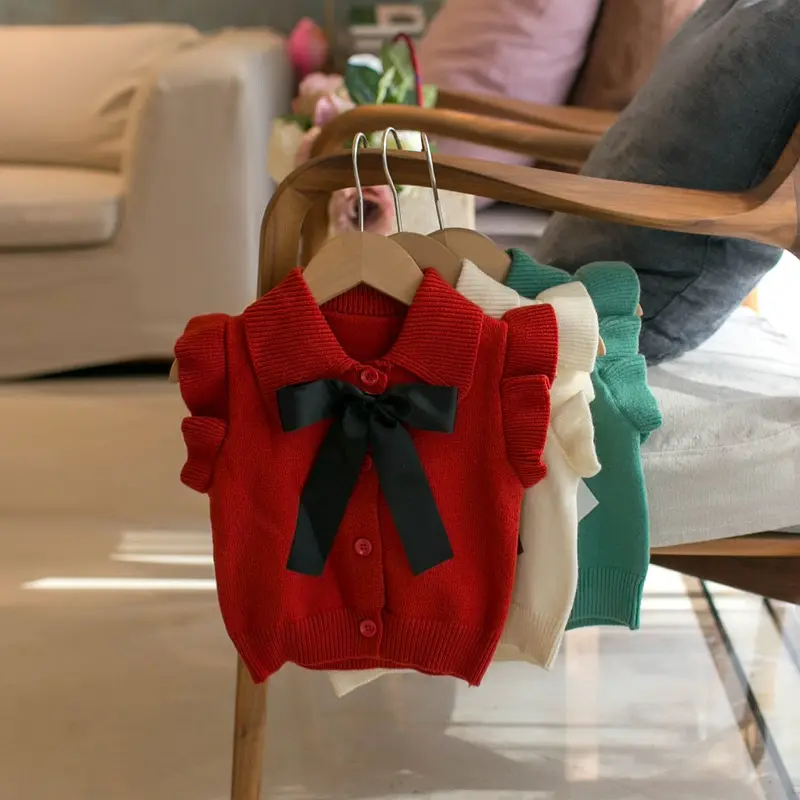 Sunny Baby-suéter sin mangas para niños y niñas, chaleco de lana con patrones de punto, venta al por mayor