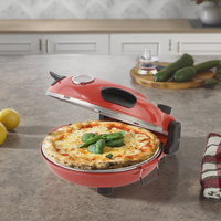 Machine à faire des pizzas électrique rouge facile à utiliser avec une plaque en pierre