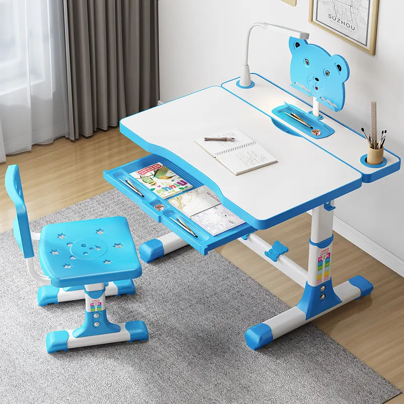 Bureau et chaise ergonomiques pour enfants, ensemble de bureau et de chaise, contrôle en hauteur, rose et bleu, nouveau Design