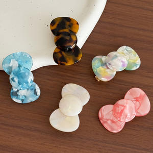 Clip lateral lindo simple coreano pinzas para el cabello de acetato de nudo de lazo de Color caramelo para niñas - Product Image 1