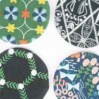 Sous-verres en tissu brodé, design floral géométrique personnalisé, sous-verres en tissu multicolores pour la décoration de table