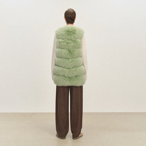 <span class=keywords><strong>Gilet</strong></span> di Lusso in Vera Pelliccia di Volpe <span class=keywords><strong>Verde</strong></span> per <span class=keywords><strong>Donna</strong></span>, Lunghezza Media, Senza Maniche, Produzione OEM all'Ingrosso - Product Image 4