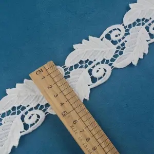 Lace Fabric High-end Embroidery White Flower Lace Stretch Woven Polyester Fabric For Wedding