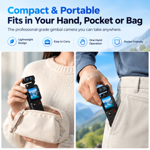 Caméra stabilisée de poche 6K 4K60 avec suivi de visage IA, 5 modes vidéo, rotation à 350°, écran tactile HD - Product Image 4