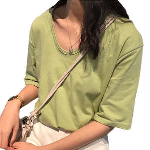 Promotional Blank Wholesale Dye Custom <b>V</b>-<b>neck</b> 100% Cotton Plain <b>Women</b> <b>t</b> <b>Shirt</b> - Product Image 6