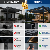 Pergola certifiée CE en aluminium avec revêtement en poudre, toit à lames motorisé bioclimatique, imperméable, pour balcon extérieur