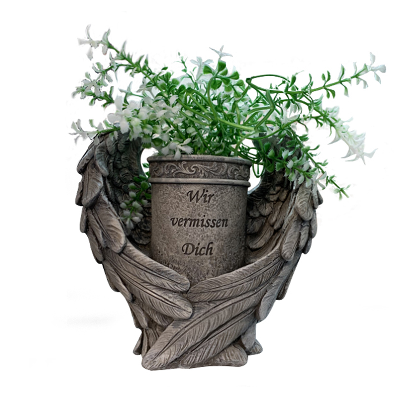 Полирезиновый цветочный горшок ручной работы для дома и улицы в крыльях ангела памятная ваза декоративная гравировка