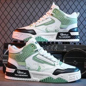 Putian White Men's High-<strong>Top</strong> Sneakers Summer Casual Sports Shoes with Original <strong>Design</strong> Height-Increasing Walking Style Mesh Lining - Product Image 4