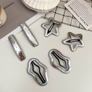 Barrettes à cheveux en cuir PU et tissu Fashion Star pour enfants, usage quotidien, haute qualité, couleur argentée avec motif de dessin animé - Product Image 4